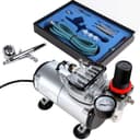 Timbertech Airbrush Kit with Air Compressor ABPST05 With Powerful Airflow and High Working Pressure for Hobbies Crafts Nail Art Tattoos Cake Decorating Cosmetics Auto-Motorcycle Graphics and so on - 1