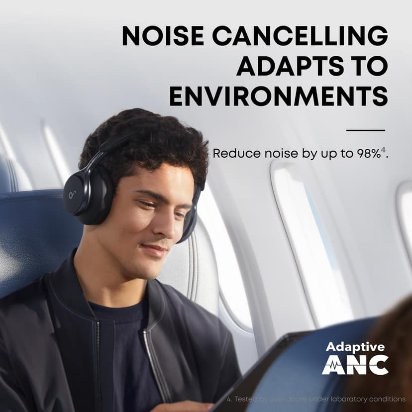 soundcore by Anker, Space One, Adaptive Active Noise Cancelling Headphones, 2X Stronger Human Voice Reduction, 40H ANC Playtime, App Control, LDAC Hi-Res Wireless Audio, Comfortable Fit, Bluetooth 5.3 - 3