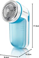 Philips Rasoir Anti Bouloche - Élimination Rapide des Peluches, rase bouloche de 8800 TR/Min, 3 Lames, pour Tous Tissus, bac Facile à Nettoyer, 2 Piles AA, Design Compact, Bleu/Blanc (GC026/00) - 8