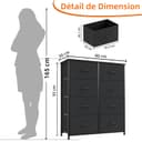 Somdot Tall Chest of Drawers for Bedroom with 8 Drawers, Wide Storage Organiser Fabric Dresser for Closet Nursery Bedside Living Room Laundry Entryway Hallway, Black - 3