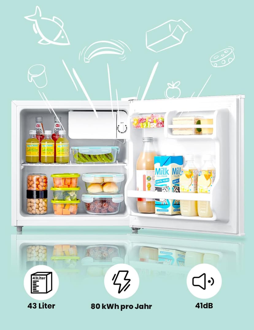 Comfee' RCD50WH2(E) Mini Réfrigérateur/Glacière 43L avec Compartiment Congélateur/Petit Réfrigérateur pour Chambre et Bureau/Refroidissement Rapide dans le Refroidisseur/Contrôle de Température/Blanc - 3