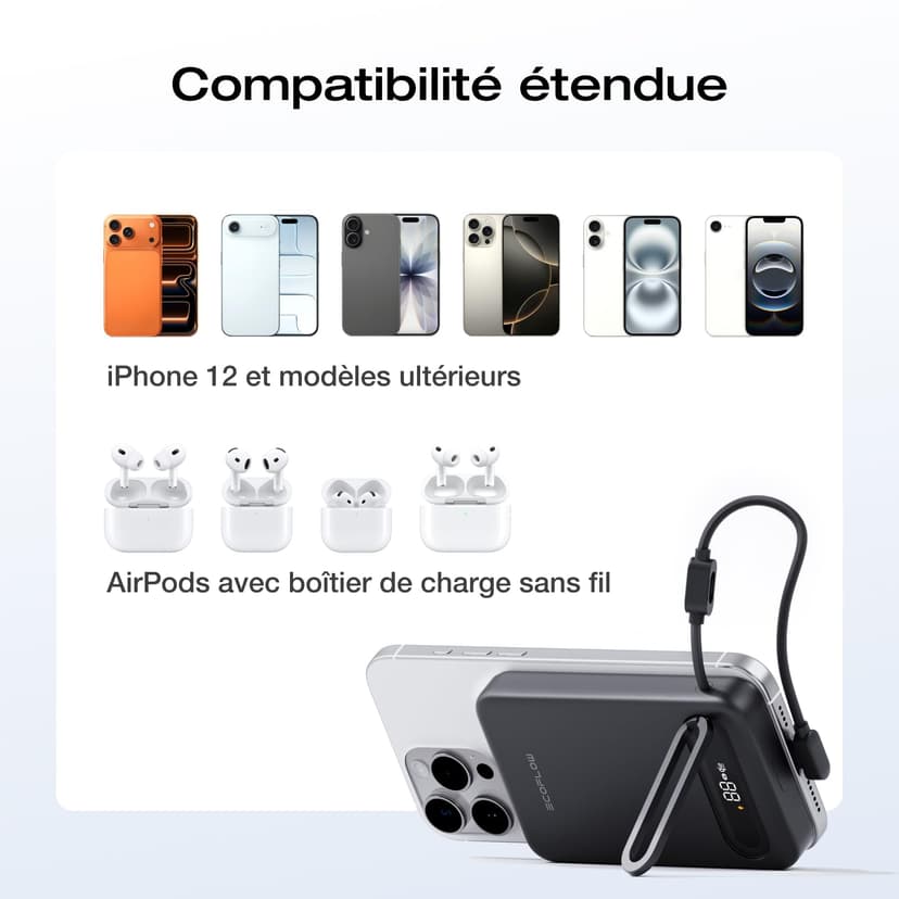 EcoFlow Rapid Mag Qi2.2 Magnetic Powerbank 10000mAh 25W with USB C Cable 36W, Qi2.2 Certified External Battery Magnetic Wireless Power Bank Fast Charger for iPhone 17/16/15 Pro Max Black - 5
