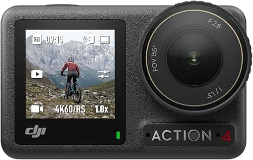 DJI Osmo Action 4 Essential Combo, Action Camera 4K/120fps with a 1/1.3-Inch Sensor, Stunning Low-Light Imaging Underwater Camera, 10-bit & D-Log M Color Performance Vlogging Camera, 1770mAh Battery