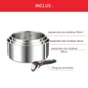 Tefal Ingenio Set of 4 Pieces, 16/18/20 cm Pans + 1 Removable Handle, Induction, Stainless Steel, Stackable, Space Saving, Made in China, Preference On L898S334 - 2