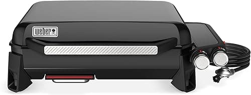 Weber Slate GP Plancha Premium 56 cm / 2 brûleurs, chaleur uniforme jusqu'au bord, jusqu'à 260 °C, surface de cuisson antiadhésive émaillée en porcelaine (56 x 41 cm), pieds réglables en hauteur, noir