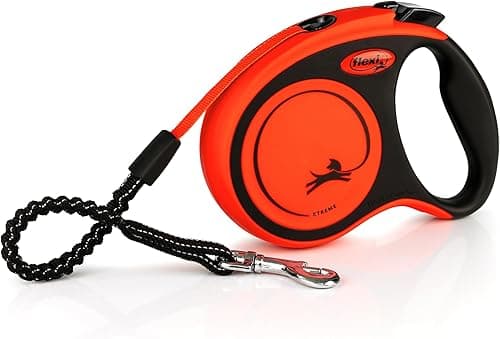 flexi Xtreme S Tape 5 m black/orange, retractable leash for dogs up to 20 kg