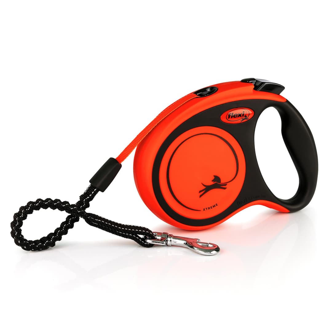 flexi Xtreme S Tape 5 m black/orange, retractable leash for dogs up to 20 kg
