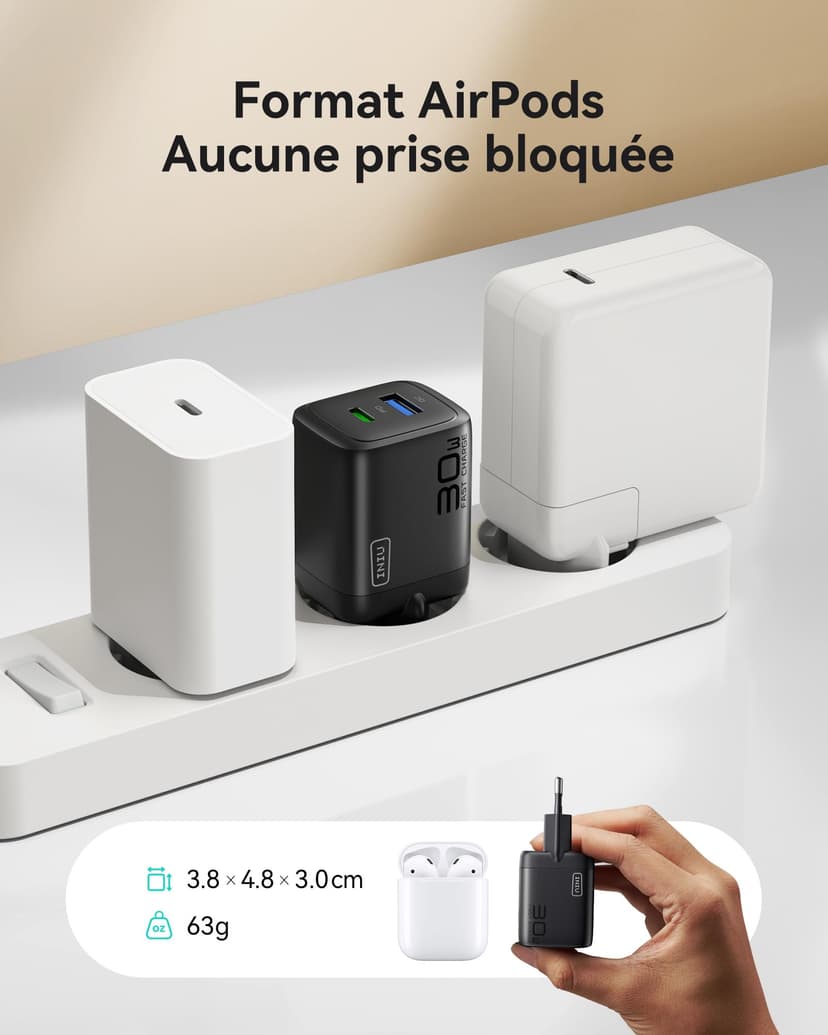INIU 30 W USB C Charger Pack of 2, [USBC + USBA] Fast Charger with Cable, Gan PD 3.0 Multiple Power Supply, USB C Charger for iPhone 16 15 Pro Max, iPad, Galaxy S25 S24 S23 Ultra, Google ECC - 5