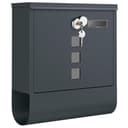 SONGMICS GMB20AG Wall-Mounted Post Box with Lock with Rotating Lid, Viewing Window, Name Holder, Newspaper Compartment, Easy Assembly, 10 x 30.8 x 33.8 cm, Charcoal Grey - 1