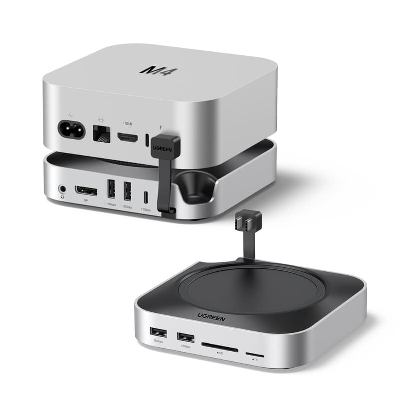 UGREEN Station d'accueil et Support pour Mac Mini M4 et M4 Pro Docking Station Hub USB C avec Boîtier M.2 NVME SSD DisplayPort 4K 240Hz 144Hz 5 USB 3.2 4A1C 10Gbps Fente SD TF 3.5mm Aux - 1