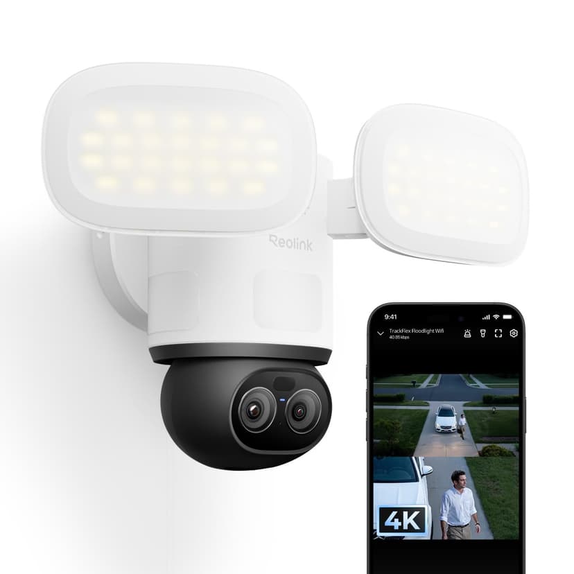 Reolink TrackFlex Floodlight WiFi, 4K PTZ Camera Outdoor, 360° Auto-Tracking Zoom, 270° PIR Detection, 3000 Lumens, Floodlight Camera Wi-Fi 6 with Local AI Video Search, 24/7 Recording, Hardwired - 1
