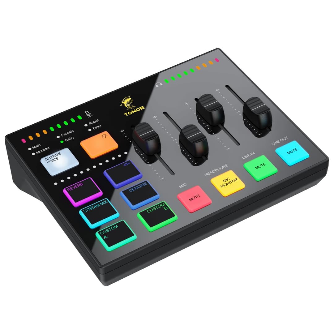 TONOR Gaming Audio Mixer PC, RGB Mixer avec Canaux XLR et…