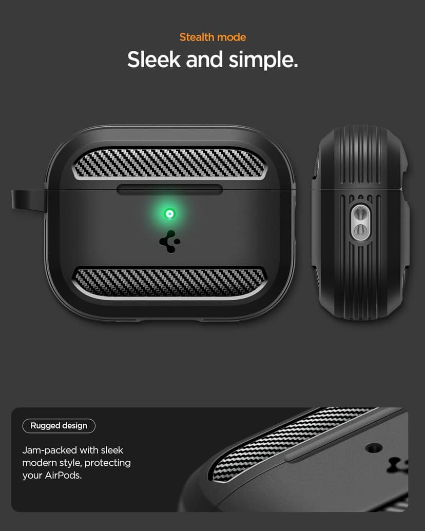 Spigen Rugged Armor Case Compatible with AirPods Pro 3 (2025) - Matte Black - 3