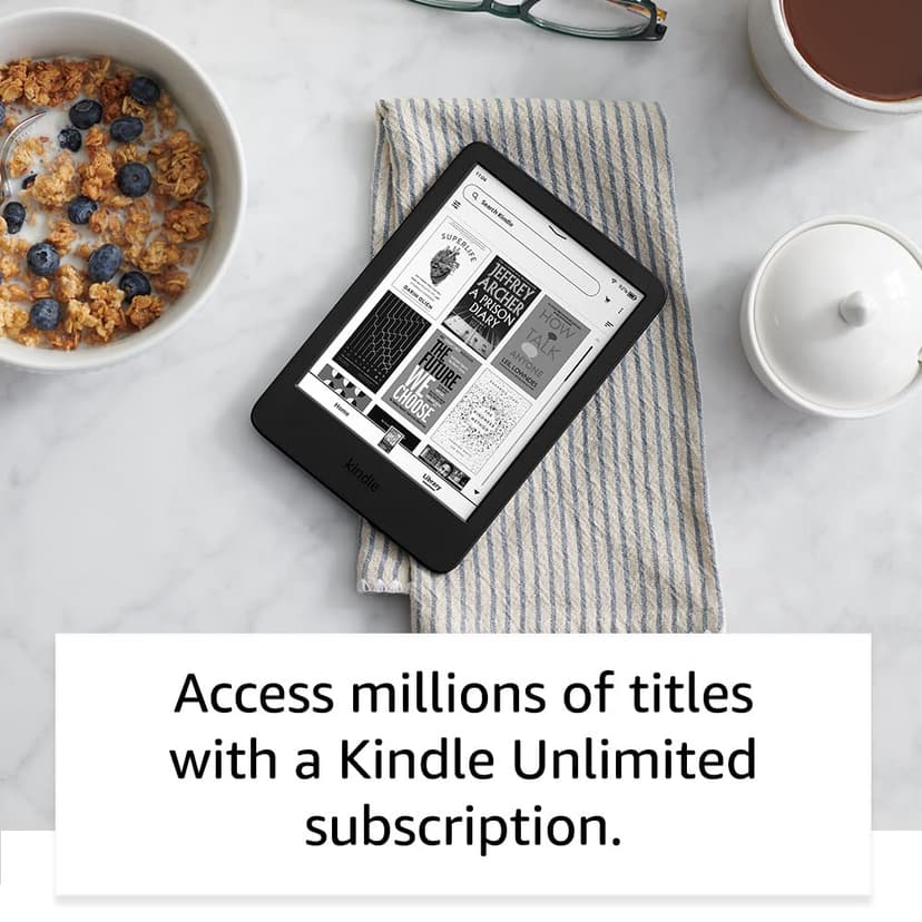Certified Refurbished Kindle (2022 release) | The lightest and most compact Kindle, now with a 6", 300 ppi high-resolution display and double the storage, with ads, Denim - 6