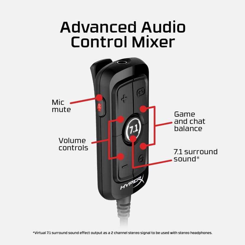 HyperX Casque de jeu Cloud Alpha S pour PC et PS4, son surround 7.1, basses réglables, haut-parleurs à deux pièces, mixeur de discussion, microphone antibruit de fond, noir - 6