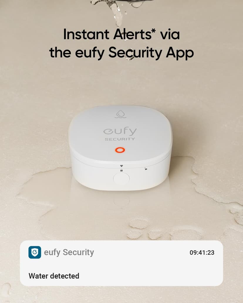 eufy Security Capteur d'eau et de gel avec alertes à distance, étanchéité IP65, autonomie de la batterie de 2 ans, HomeBase requise, compatible avec HomeBase S380 et S280, contrôle par application - 2