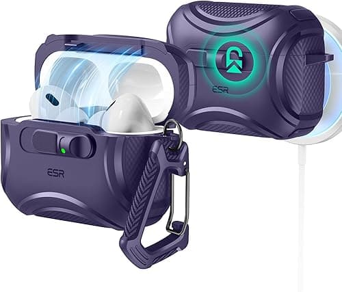 ESR for AirPods Pro 3 Case (2025), Compatible with Airpods Pro 3rd Generation (USB-C Cable), Effortless MagSafe, Drop-Proof Lock, Easy Open, Cyber Series, Purple