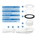 SONNI Receveur de douche plat 140 x 90 cm - Blanc - 32 mm - Aspect ardoise et structure antidérapante - Avec siphon - 6
