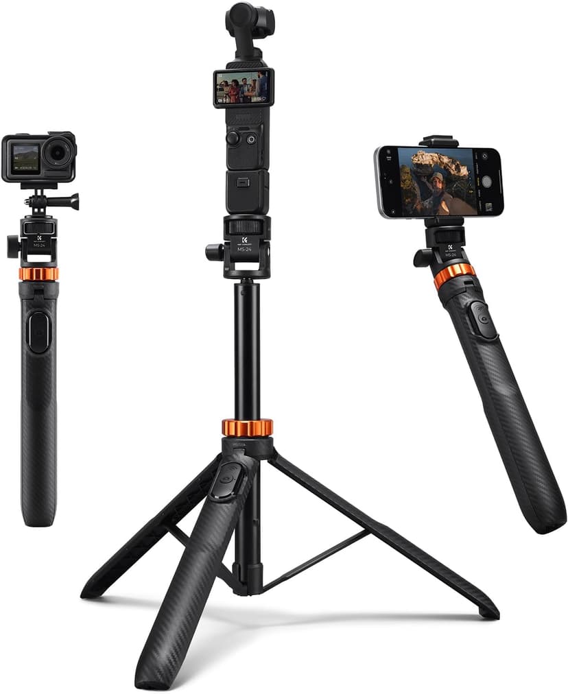 K&F CONCEPT 69''/175cm iPhone Selfie Stick Tripod with Phone Holder, Compatible with iPhone 17/16/15, GoPro Hero 13/12/11, DJI Osmo Pocket 3/4/Action 5/360, Insta360 X5/X4, AKASO EK7000/Brave 7 - 1