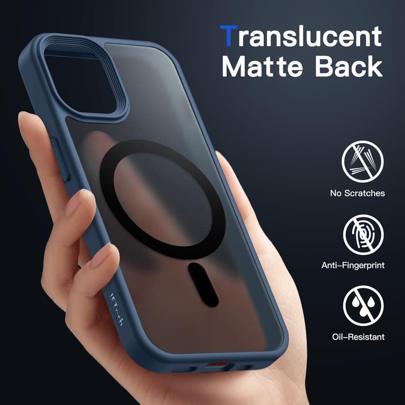 JETech Magnetic Case for iPhone 12/12 Pro 6.1-Inch Compatible with MagSafe, Translucent Matte Back Slim Shockproof Phone Cover (Storm Blue) - 4