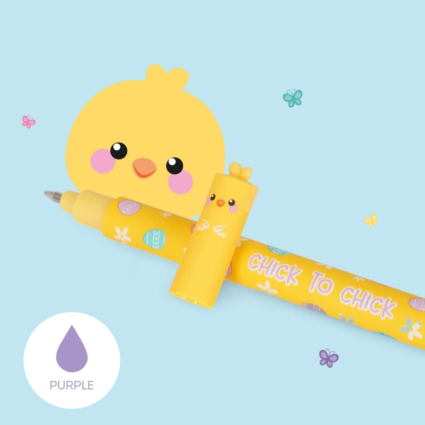 Legami Set of 2 Erasable Gel Pens, Easter Edition, Pens with Erasable Thermosensitive Ink, Pink, Purple, Erase Without Using Up the Paper, 0.7 mm Tip - 6