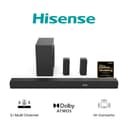 Hisense AX5100Q, 5.1 CH Soundbar,Hi-Concerto,Dolby Atmos, DTS:X, Semi wireless rear surround speakers,6.5" wireless subwoofer, EzPlay - 2