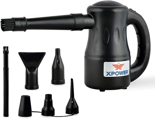 XPOWER Cyber Duster Electric Air Duster for Dusting Drying Inflating Blowing Car Detailing Computer Maintenance Leaf Blowing High Performance Motor Eco-Friendly (Black, A-2S)