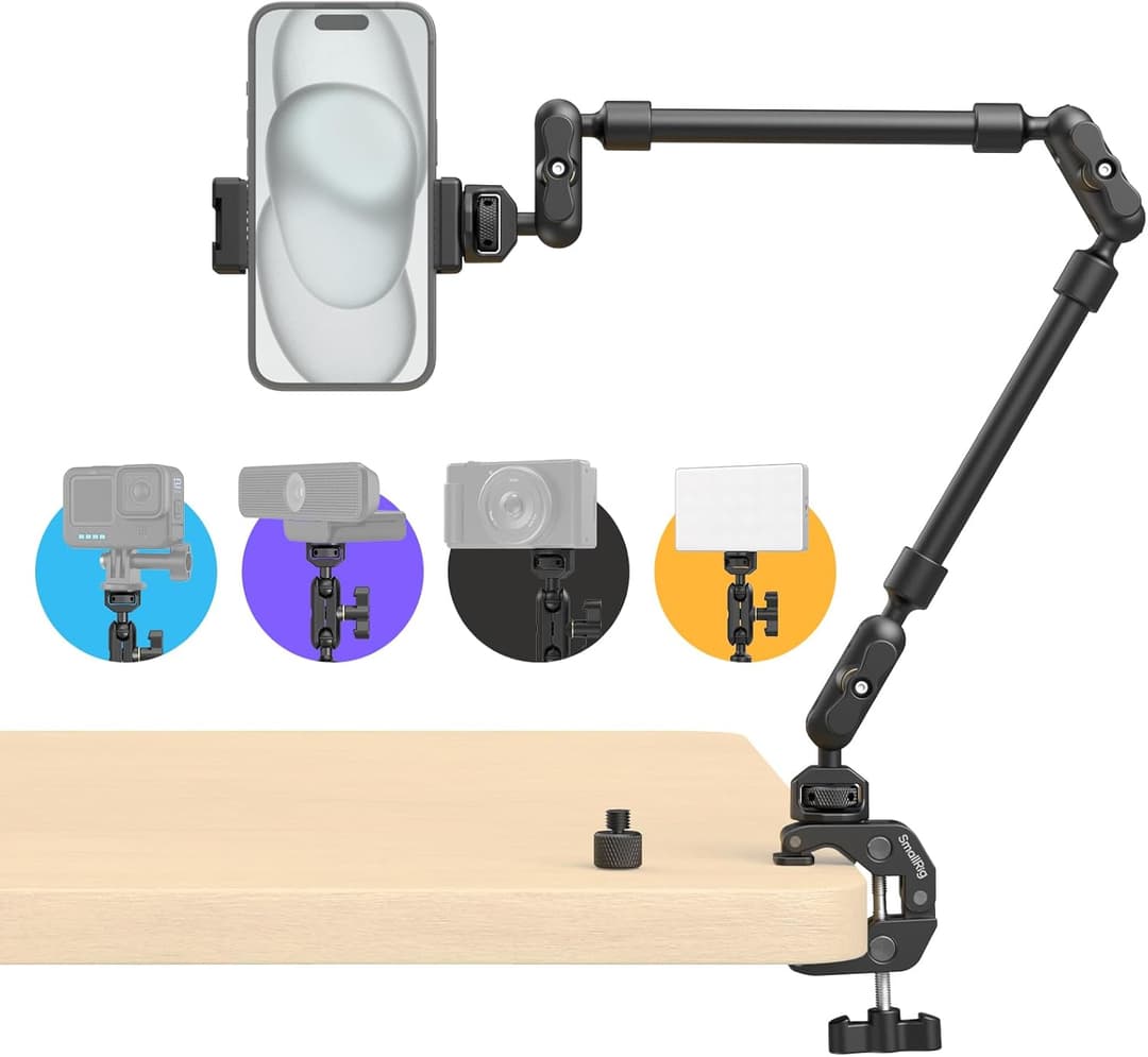 SMALLRIG 22" Magic Arm w Clamp, Flexible Desk Camera Mount & Clamp, Articulating Friction Boom Arm w Thread Adapter, for Light, Webcam, Mic, Action Camera - 4766