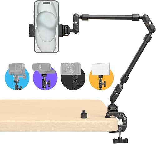 SMALLRIG 22" Magic Arm w Clamp, Flexible Desk Camera Moun…