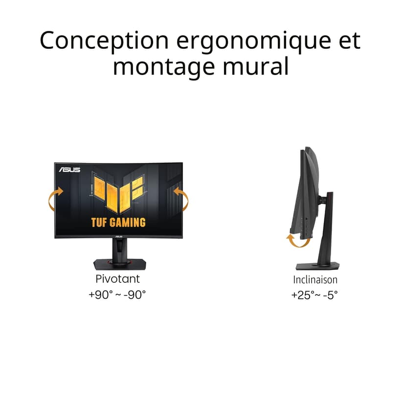 ASUS TUF Gaming VG27VQM - Ecran PC Gamer Esport 27" FHD - Dalle VA incurvée - 240Hz - 1ms - 1980x1080 - Display Port, 2X HDMI et 2X USB-A - Haut-parleurs - AMD FreeSync - Extreme Low Motion Blur - 5