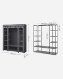 SONGMICS Armoire en Tissu 12 avec Tringle à vêtements et étagères - Armoire Solide pour Chambre à Coucher, Dressing, 150 x 45 x 175 cm, Gris LSF03G - 6