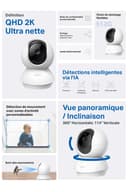 Tapo 3MP Indoor Wi-Fi Camera (2K), Surveillance Camera, Night Vision, Real Time Notifications, Cloud Storage and MicroSD up to 256GB, Works with Alexa and Google Assistant C210, ‎‎bianco - 2