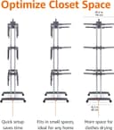 Amazon Basics Clothes Airer, 4-Tier Adjustable Drying Rack with 6 Foldable Wings, 126cm x 64cm x 173cm for Indoor Laundry, Silver - 3