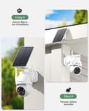 YESYAMO 2K Wireless Solar WiFi Surveillance Camera, 2.4GHz Solar Outdoor Camera with Solar Panel, 360° PTZ, Night Vision, Two-Way Audio, PIR Siren (White) - 2