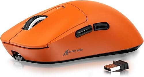 ATTACK SHARK X3 49g SUPERLIGHT Mouse, PixArt PAW3395 Gaming Sensor, BT/2.4G Wireless/Wired Gaming Mouse, 6 Adjustable DPI up to 26000, 200 Hrs Battery, Office Mice for Win11/Xbox/PS/Mac (Orange)