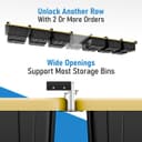 HANDT Overhead Garage Storage Rack, Connectable Heavy Duty Metal Ceiling Rails For Garage Storage Organization Shelving System (Black, 6 Bins) - 3