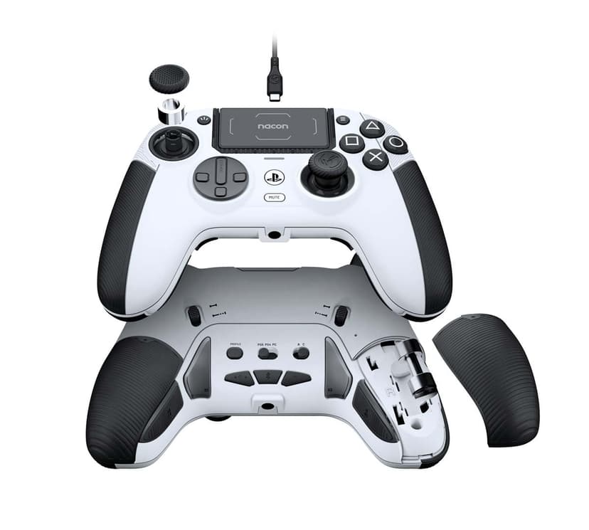 NACON Revolution 5 Pro Officially Licensed PlayStation Wireless Gamepad for PS5/PS4/PC - Hall Effect, Trigger Stop, Removable Buttons, Bluetooth Audio - White - 3