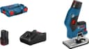 Bosch Professional 12V System GKF 12V-8 cordless palm router (incl. 2 x 3.0Ah batteries + quick charger, 8 mm collet, open-ended spanner, in L-BOXX 136) - 1