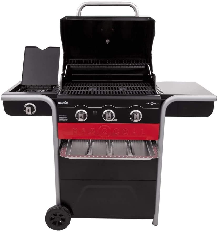Char-Broil Gas2Coal Hybrid Grill - Griglia per barbecue a gas e carbone a 3 fuochi, finitura nera - 3