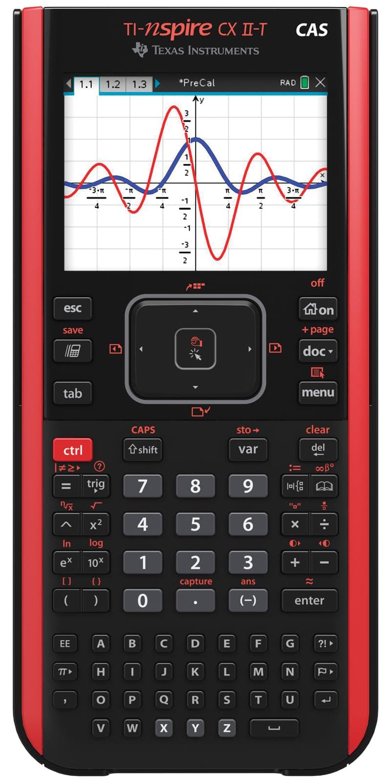 Texas Instruments TI-Nspire CX II-T CAS 800 Functions Colour Graphing Calculator 3D Black Red - 1