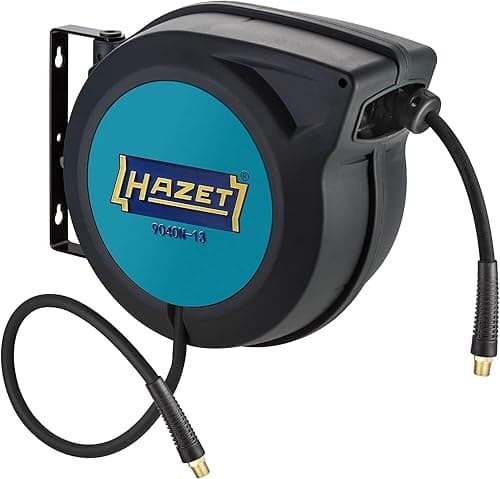 HAZET Enrouleur de tuyau 9040N-13 I Longueur de tuyau 15 m, diamètre intérieur : 13 mm, pression : 20 bar pour air comprimé et eau I avec fonction "Stop at any point