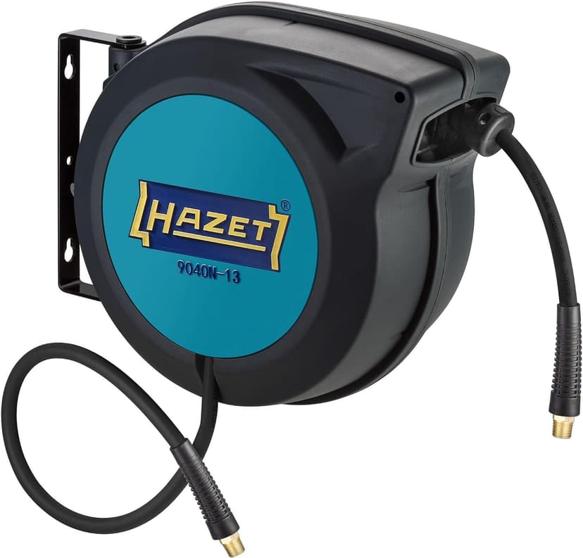 HAZET Enrouleur de tuyau 9040N-13 I Longueur de tuyau 15 m, diamètre intérieur : 13 mm, pression : 20 bar pour air comprimé et eau I avec fonction "Stop at any point - 1