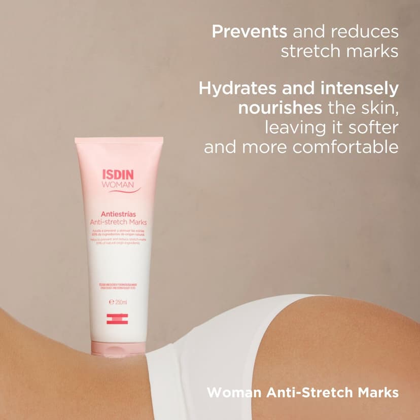 ISDIN Woman Anti-Vergetures (250 ml) | Crème Corporelle pour Aider à Atténuer les Vergetures | Femmes Enceintes, Sportives, Personnes au Régime, Adolescents | Absorption Rapide - 2