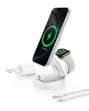 Belkin BoostCharge Station de Charge 3-en-1 Pliable, Chargeur Induction Compatible MagSafe, certifié Qi2, 15 W, pour iPhone 17, Air, Apple Watch, AirPods, Pixelsnap, Adaptateur 36W Inclus - Blanc - 1