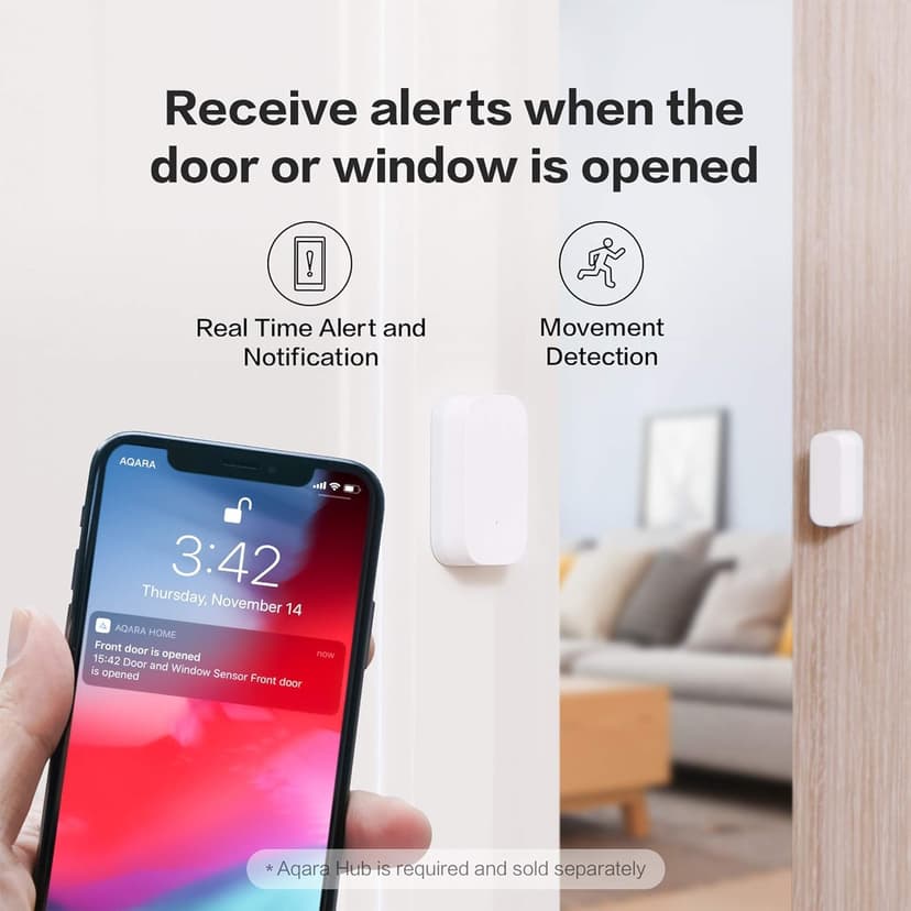 Aqara Door and Window Sensor Kit - 3pcs (Aqara Hub is Required), Zigbee, Wireless Mini Contact Sensor for Alarm System and Smart Home Automation, Compatible with Apple HomeKit, Alexa, Works With IFTTT - 7