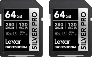 Lexar SILVER PRO SD Card 2x64GB, UHS-II SD Memory Card, V…