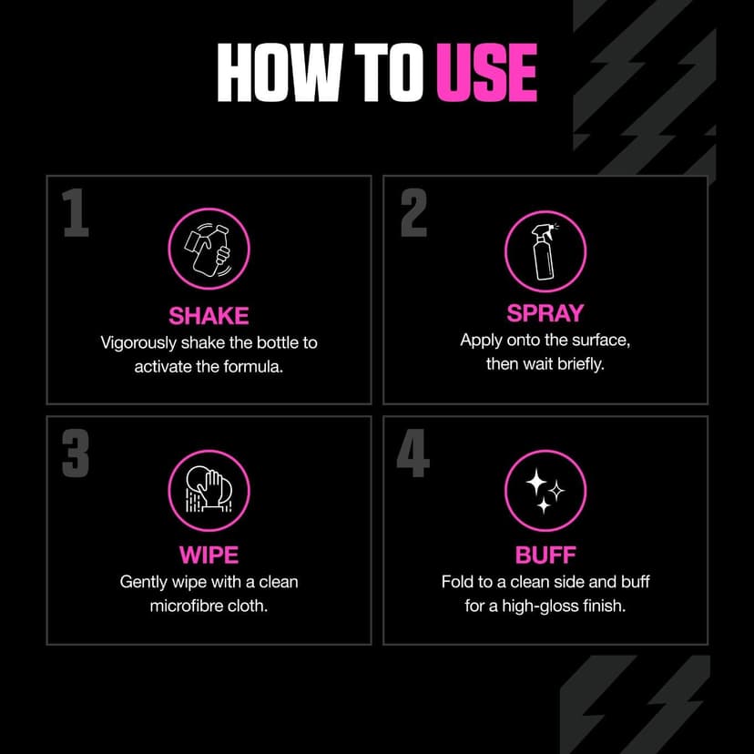 Muc-Off Nettoyant Vélo à Sec - 750 ml - Nettoyant pour Vélo en Spray Haute Performance sans Rinçage - Nettoie et Lustre - Convient à Tous Types de Vélos, Pink - 5