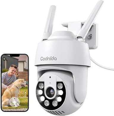 Codnida 2K Camera Surveillance WiFi Extérieure, 360° PTZ …