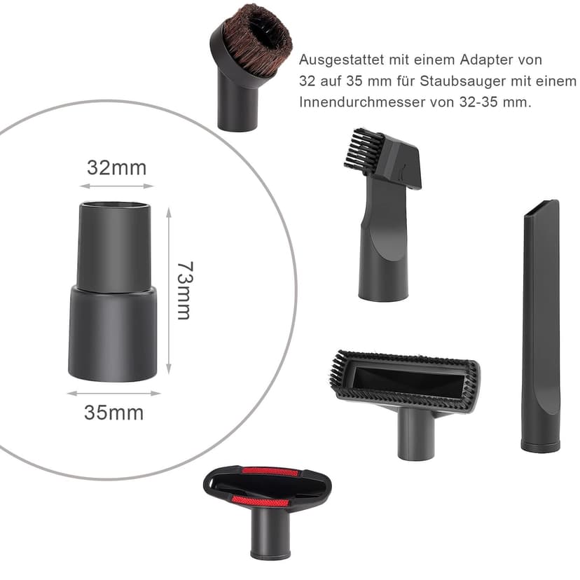 Vacuum Cleaner Attachments, Vacuum Cleaner Attachments, Suitable for Vacuum Cleaners with 32-35 mm Inner Diameter of Interface, Pack of 7 - 4