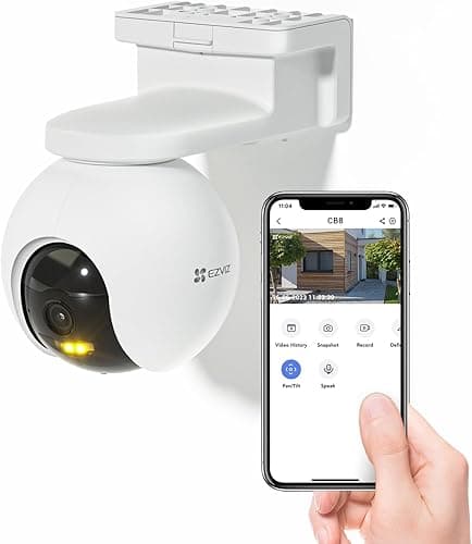 EZVIZ 2K Camera Surveillance WiFi Extérieure sans Fil sur Batterie 10400mAh avec Suivi Auto, Détection de Personne, Vision Nocturne en Couleur, Audio Bidirectionnel, Défense Active, Type C, CB8
